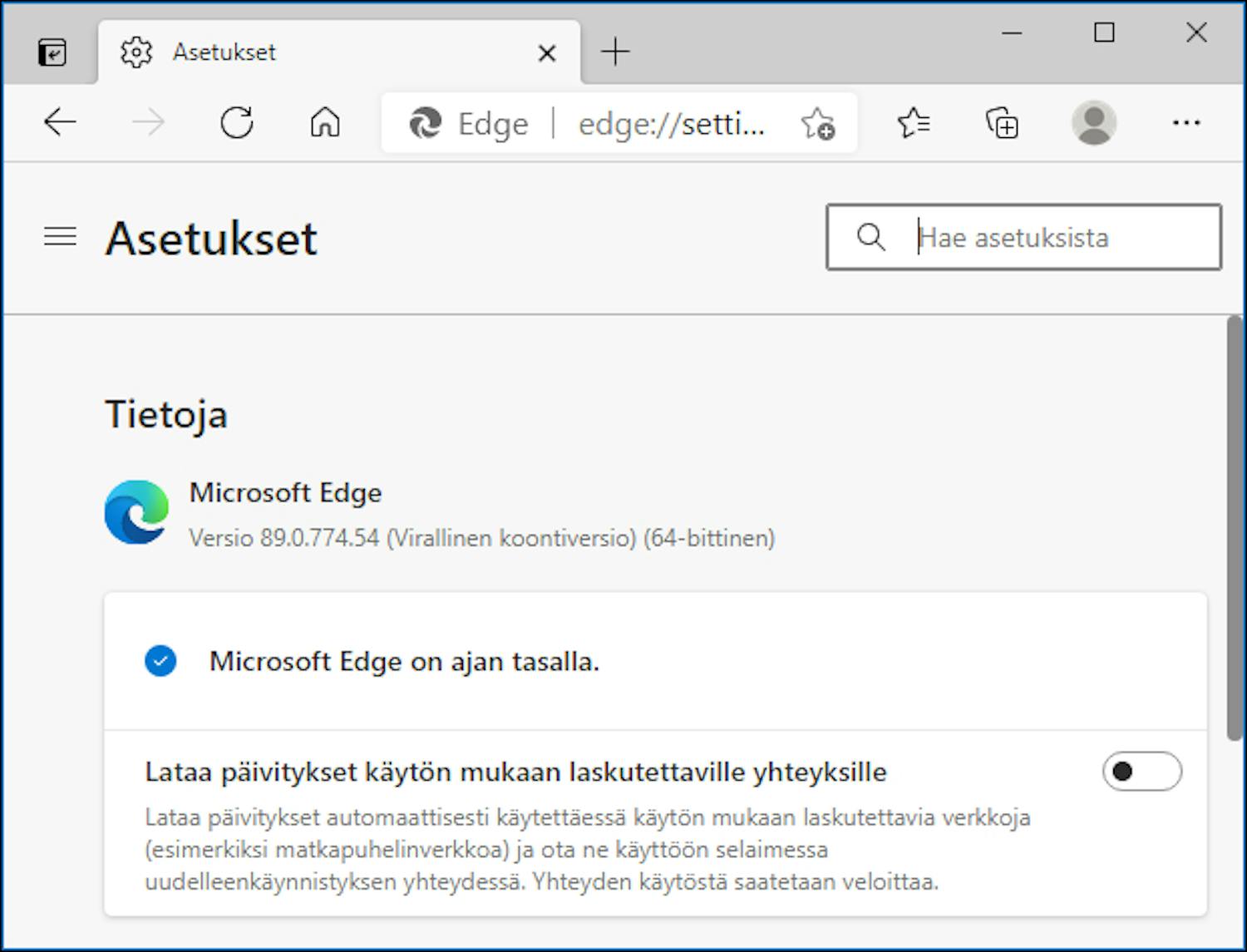 Päivitys. Asenna vanhan Edgen tilalle uusi Chromium-pohjainen Edge
